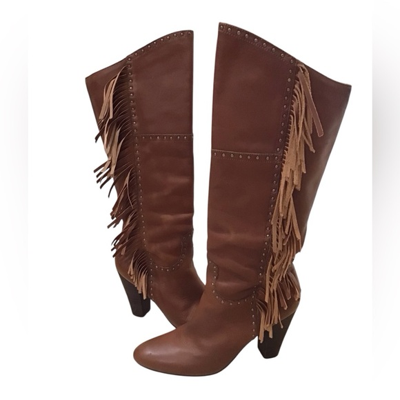 Nicole By Nicole Miller Ageless Fringed Leather Boots Size 9M - Picture 2 of 11